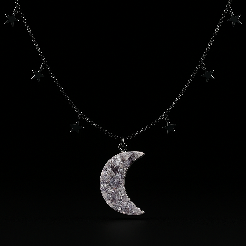 Aura Amethyst Moon Necklace #2074.1