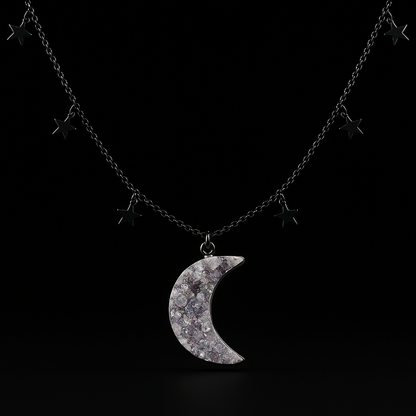 Aura Amethyst Moon Necklace #2074.1