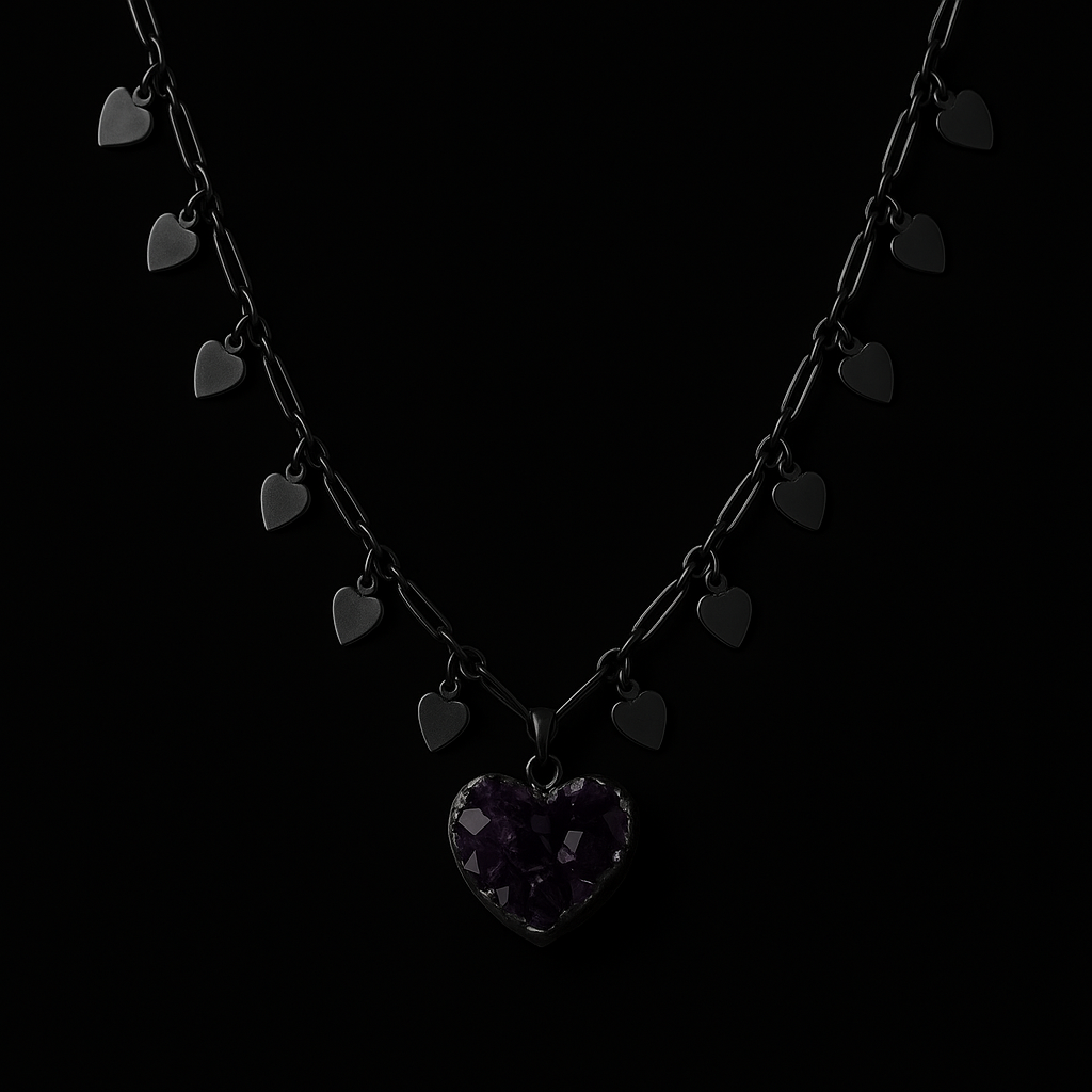 Amethyst heart druse Necklace #2015.1