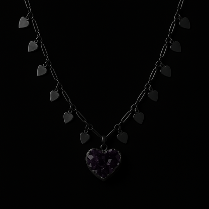 Amethyst heart druse Necklace #2015.1