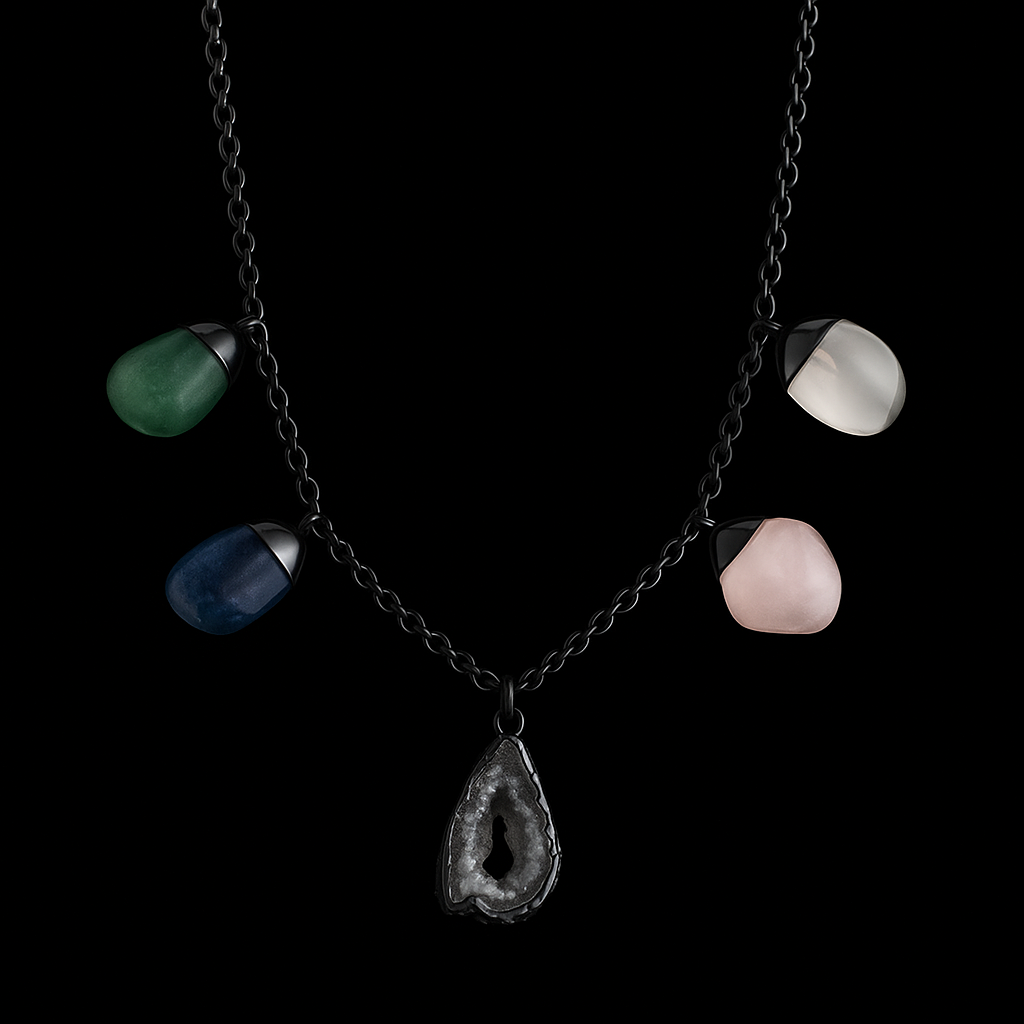 Geode with Tumble Stones Necklace #2053.1