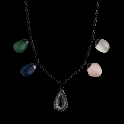 Geode with Tumble Stones Necklace #2053.1