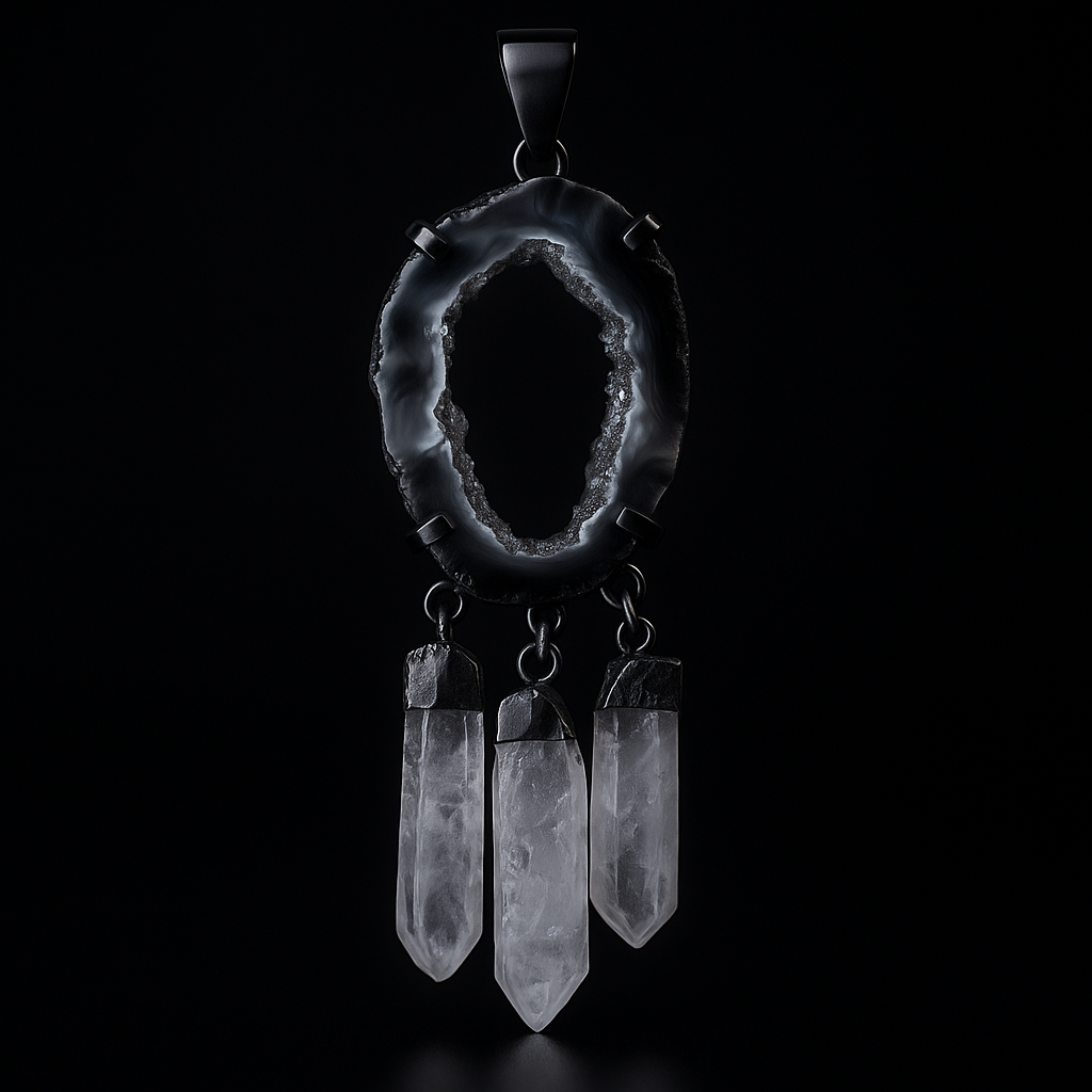 Agate Geode with three Points Pendant #105.1