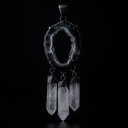 Agate Geode with three Points Pendant #105.1