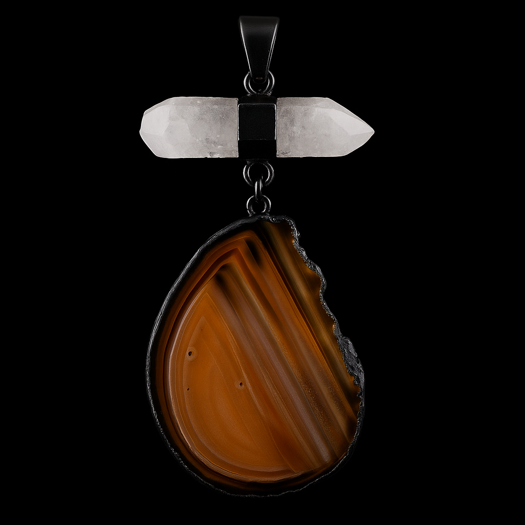 Crystal with Agate Slice Pendant #83.1
