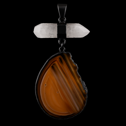 Crystal with Agate Slice Pendant #83.1