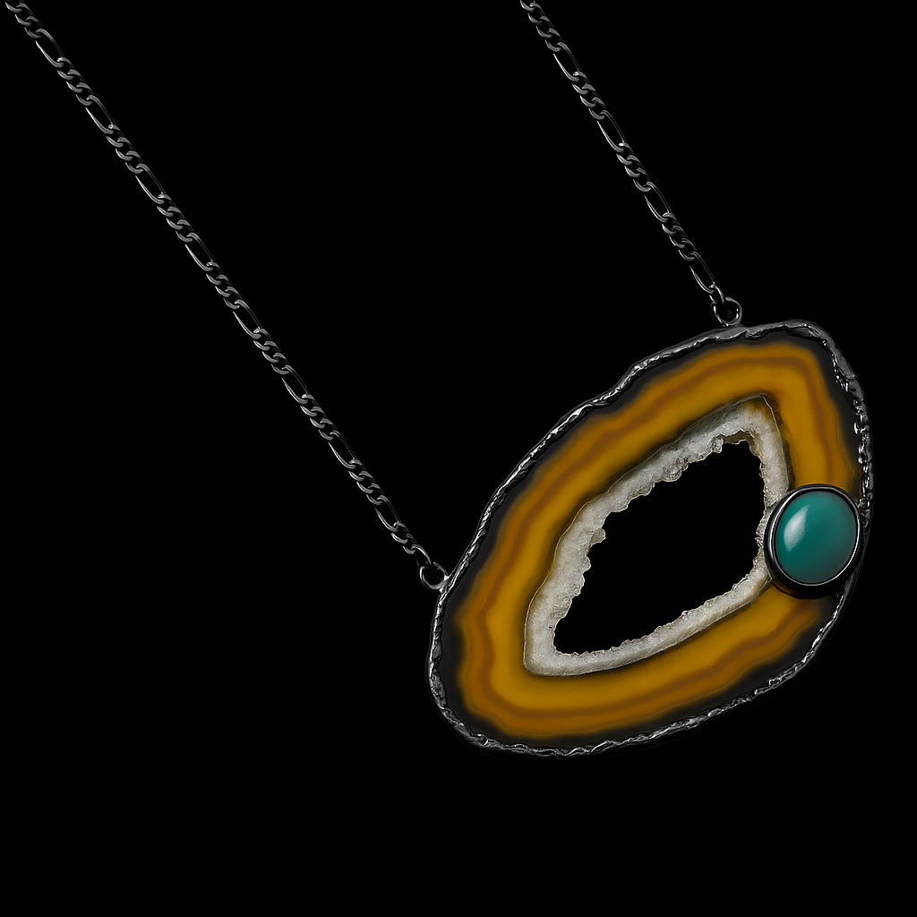 Agate Slice with Crystal Necklace #2016.1