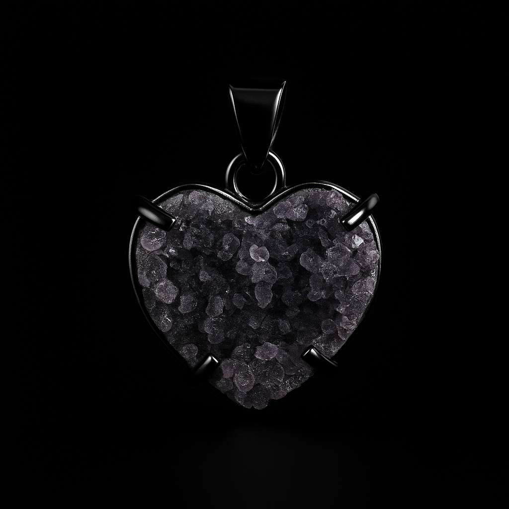 Amethyst Heart Druzy Pendant #132.1