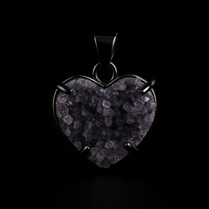 Amethyst Heart Druzy Pendant #132.1