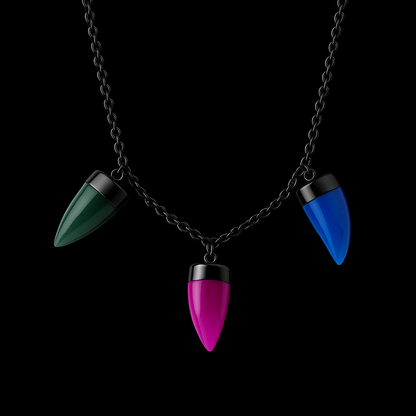 Tripe Crystal end Necklace #2065.1