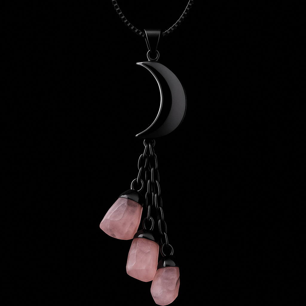 Moon with Tripe end Crystal Necklace #2070.1
