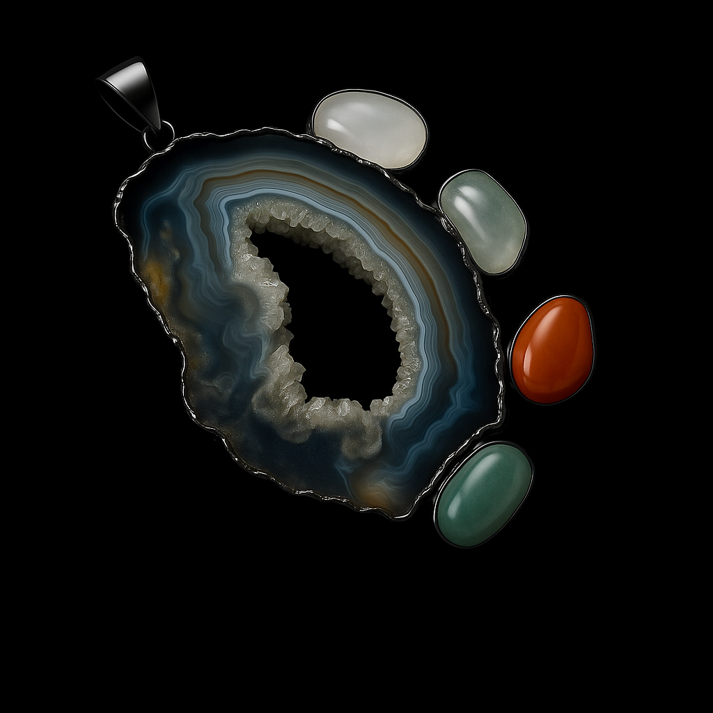 Geode with Tumble Stone Pendant #7.1