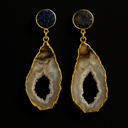Geode Natural with Metallic druse Earring #1505.1