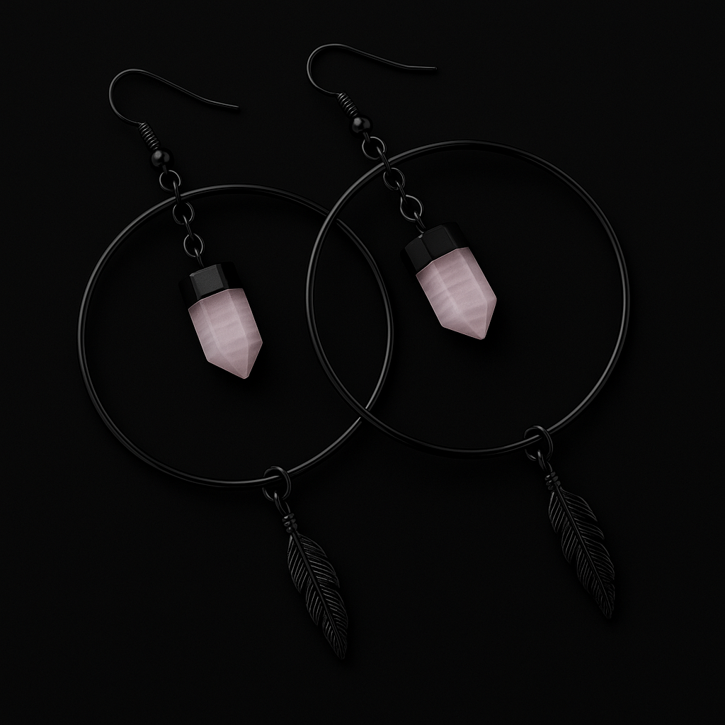 Feather Hoop Crystal Earring #1510.1