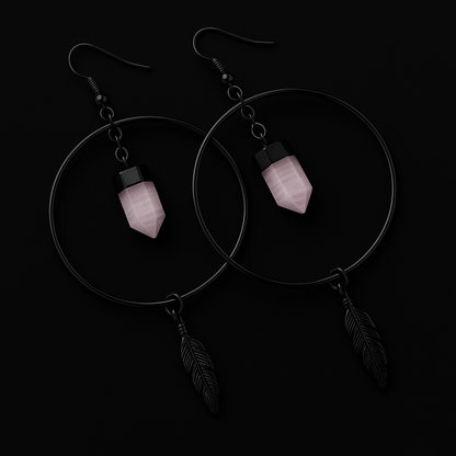Feather Hoop Crystal Earring #1510.1