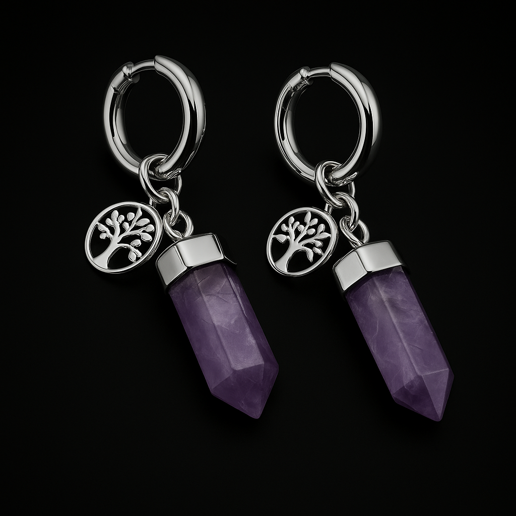 Crystal Point with tree Earring #1512.1