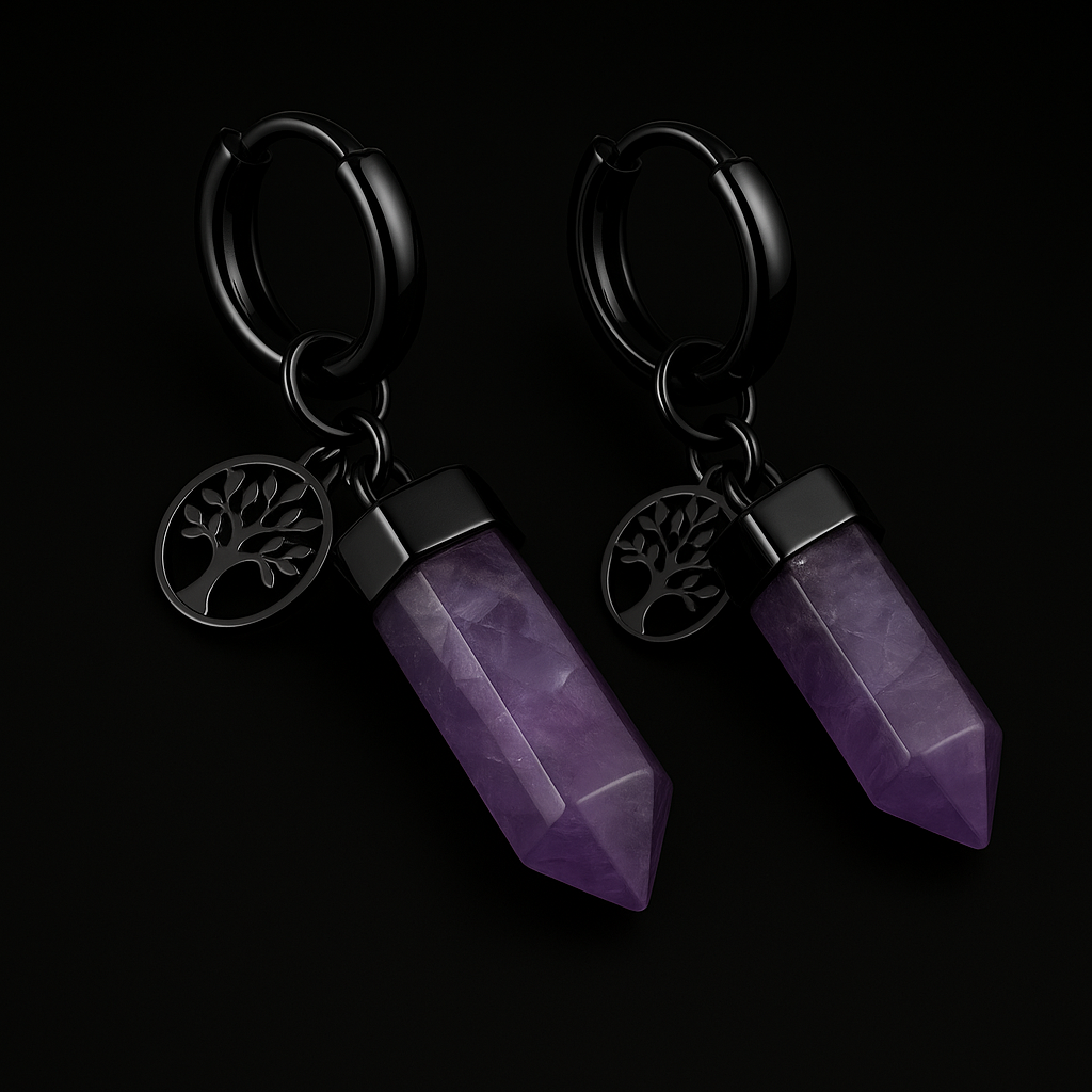 Crystal Point with tree Earring #1512.1