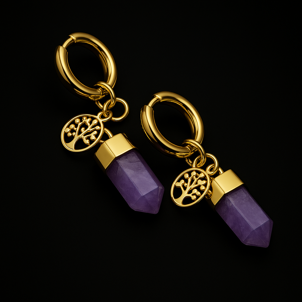 Crystal Point with tree Earring #1512.1