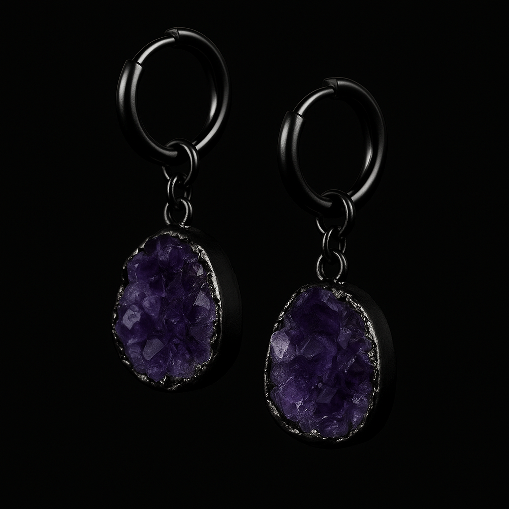 Amethyst Druse Earring #1517.1
