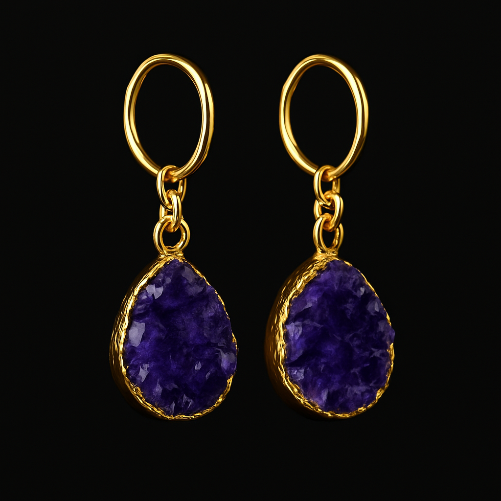 Amethyst Druse Earring #1517.1