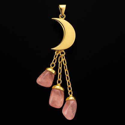 Moon Triple Hanging Druse Pendant #113.1