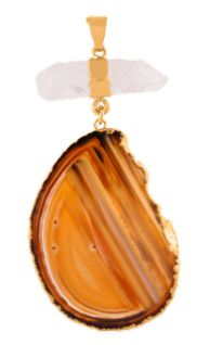 Crystal with Agate Slice Pendant #83.1