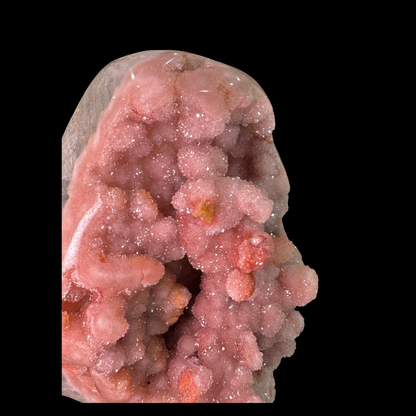 Wide-Form Pink Amethyst Druze on Custom Metal Stand – 34.5cm | 6.7kg