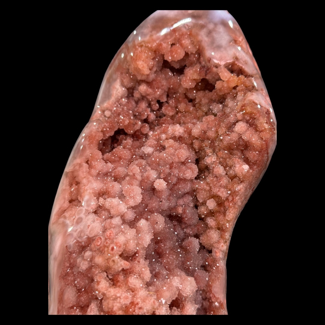 Pink Amethyst Druze on Custom Metal Stand – 33cm | 3.38kg