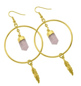 Feather Hoop Crystal Earring #1510.1