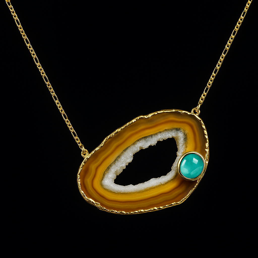 Agate Slice with Crystal Necklace #2016.1