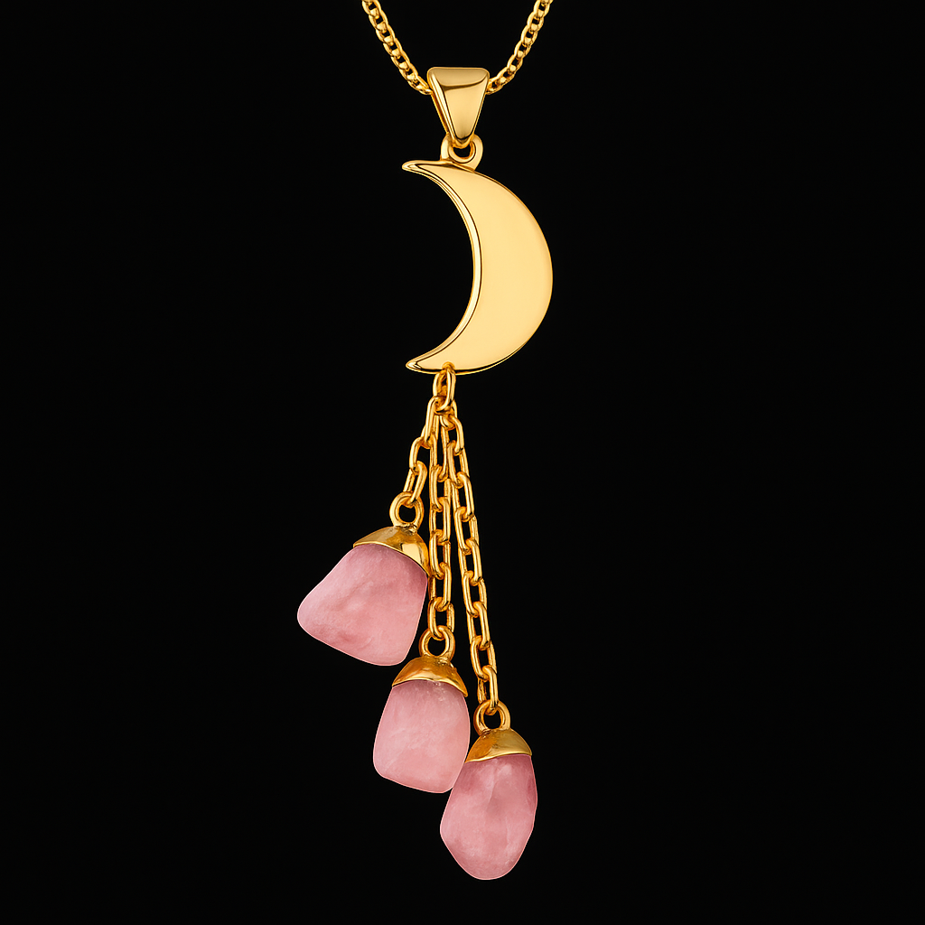 Moon with Tripe end Crystal Necklace #2070.1