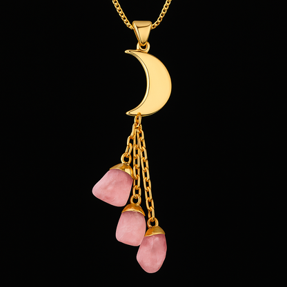 Moon with Tripe end Crystal Necklace #2070.1