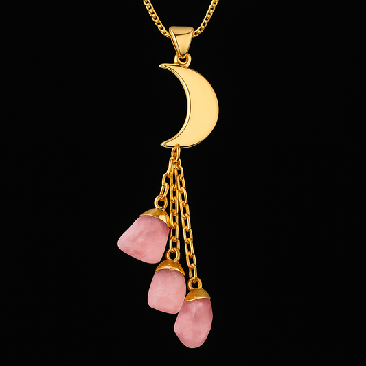 Moon with Tripe end Crystal Necklace #2070.1