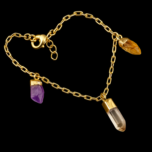 Amethyst Crystal and Citrine Bracelet #1006.1
