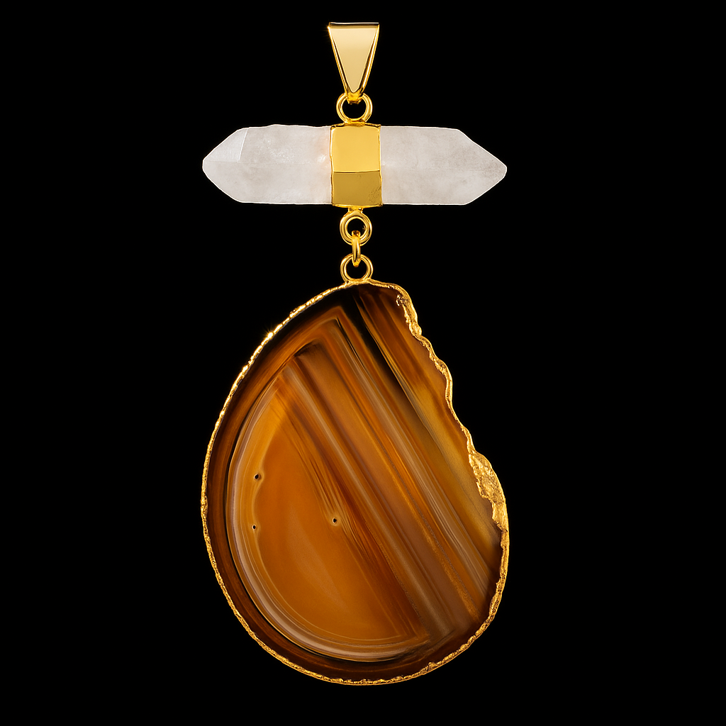 Crystal with Agate Slice Pendant #83.1