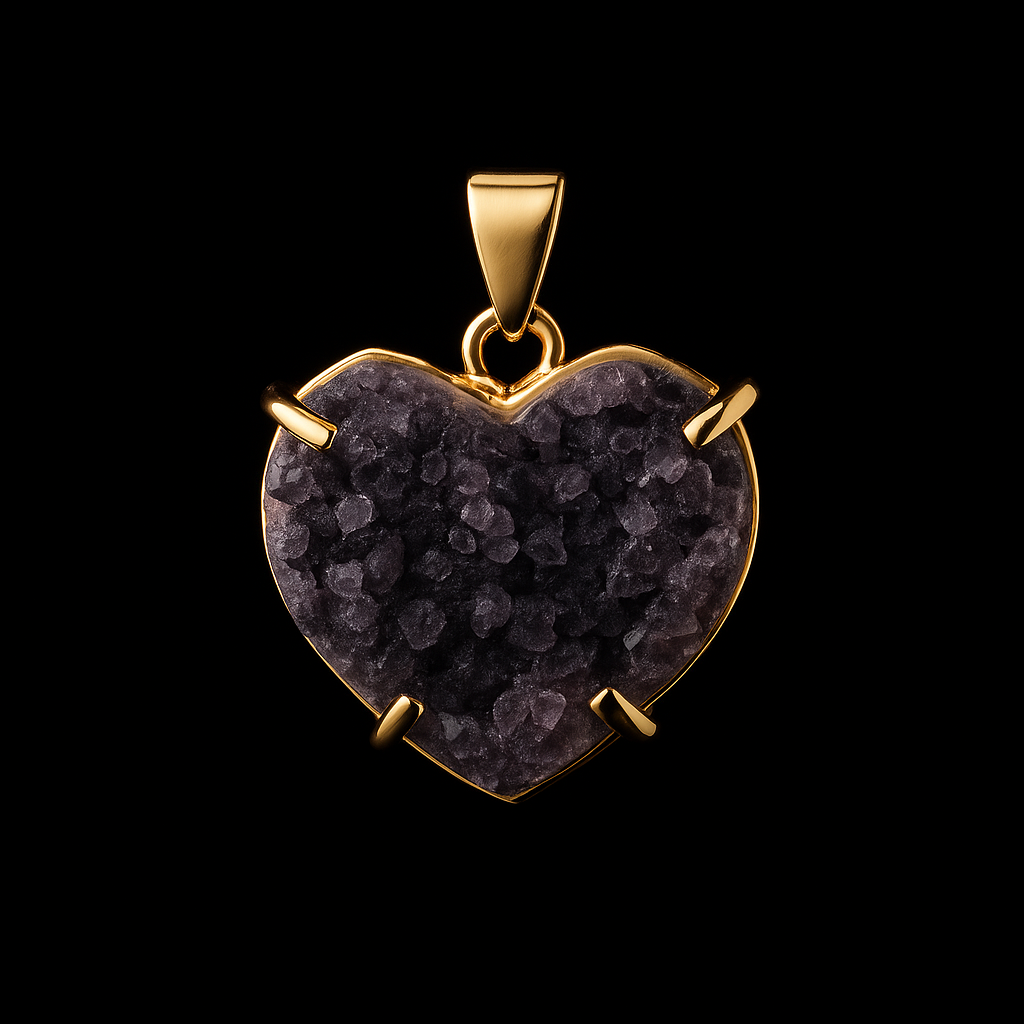 Amethyst Heart Druzy Pendant #132.1