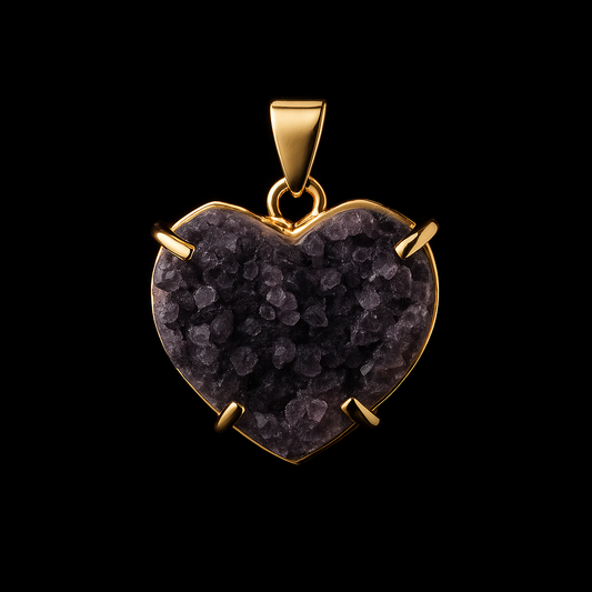 Amethyst Heart Druzy Pendant #132.1