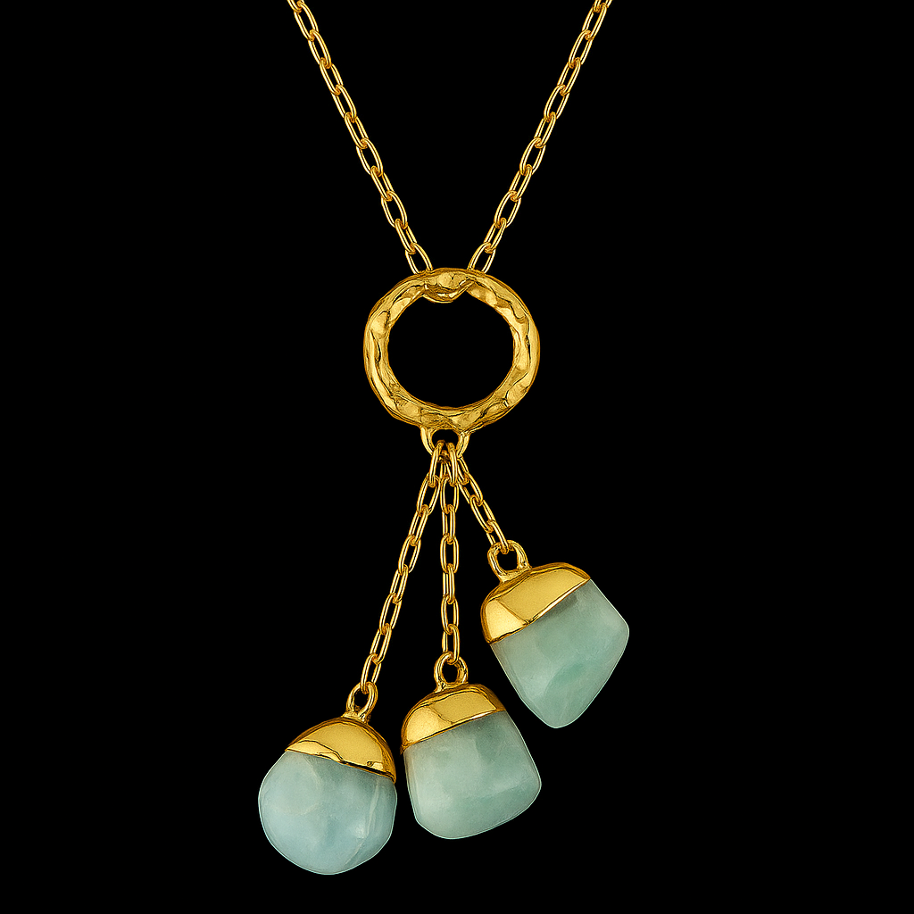 Tripe Tumble Stone Crystal Necklace #2045.1