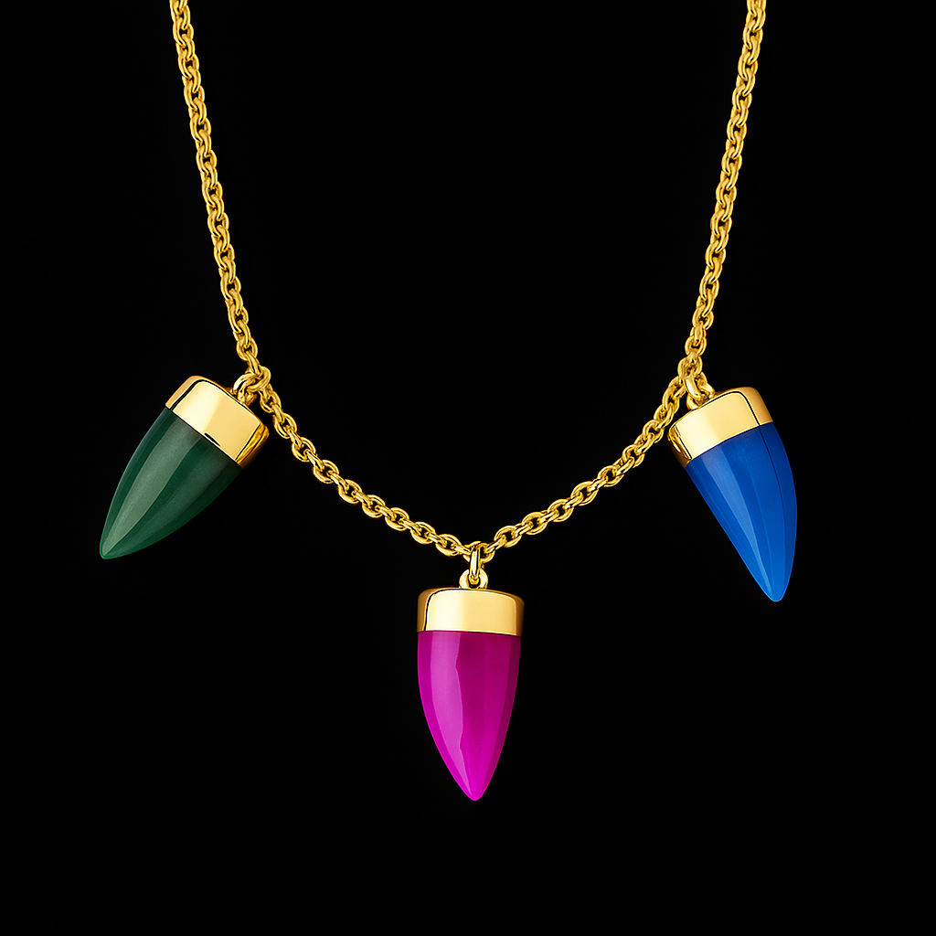 Tripe Crystal end Necklace #2065.1