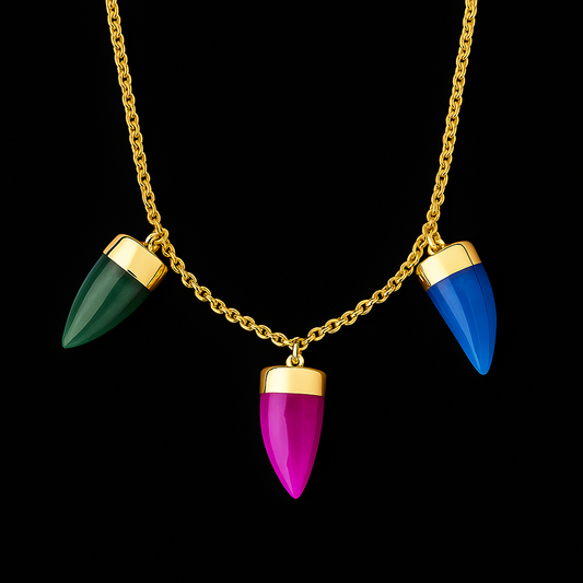 Tripe Crystal end Necklace #2065.1