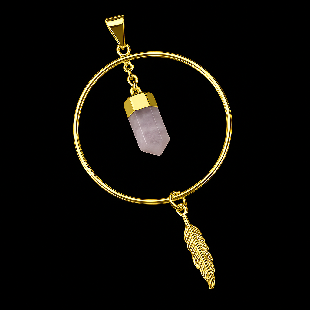 Middle Point with Hoop and Leaf Pendant #73.1