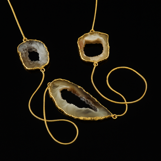 Triple natural geode Necklace #2006.1