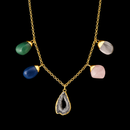 Geode with Tumble Stones Necklace #2053.1