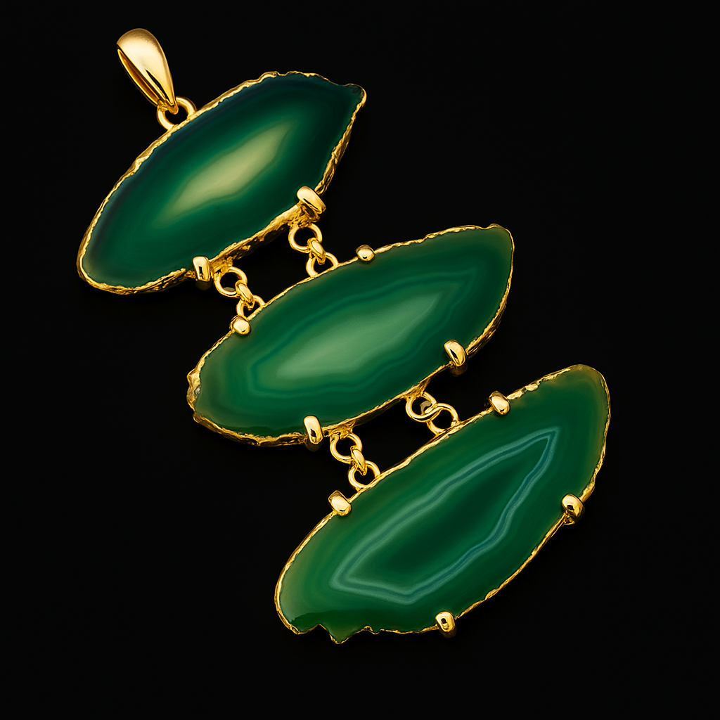 Triple Agate Slice Pendant #64.1