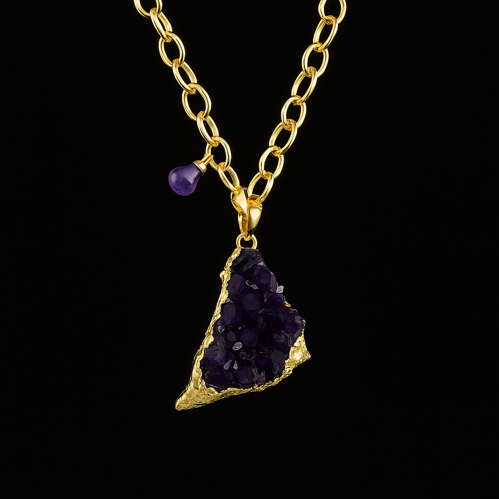 Amethyst Druse with tumblestone Necklace #2056.1