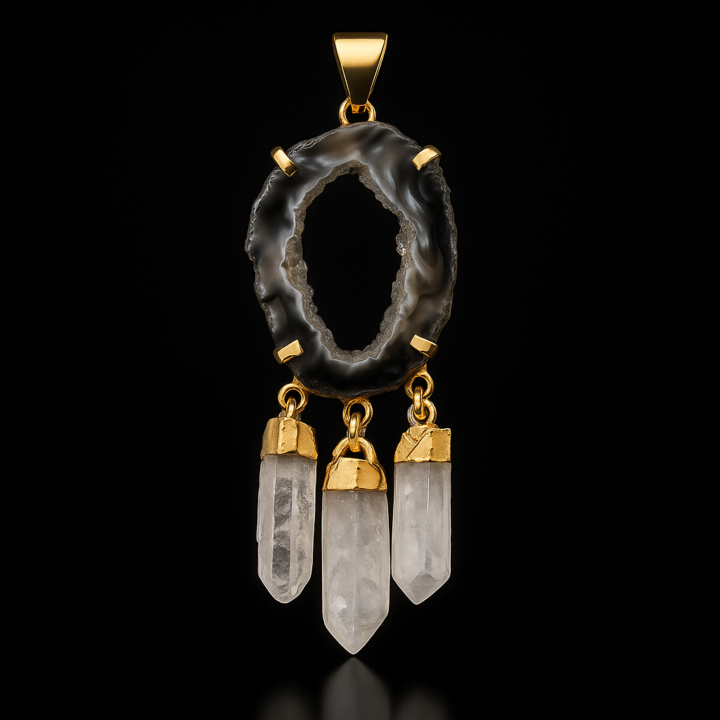 Agate Geode with three Points Pendant #105.1