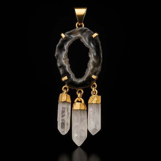 Agate Geode with three Points Pendant #105.1