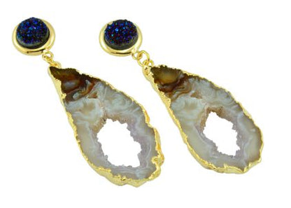 Geode Natural with Metallic druse Earring #1505.1