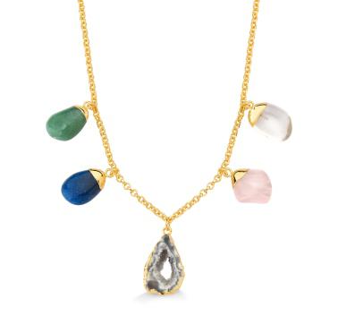 Geode with Tumble Stones Necklace #2053.1
