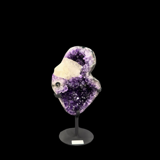Uruguayan Amethyst with Calcite Inclusion on Metal Base – 35cm | 5.36kg